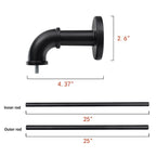 1 Inch Industrial Wrap-Around Curtain Rods, Matte Black, 28-48 in, 48-86 in, 86-120 in