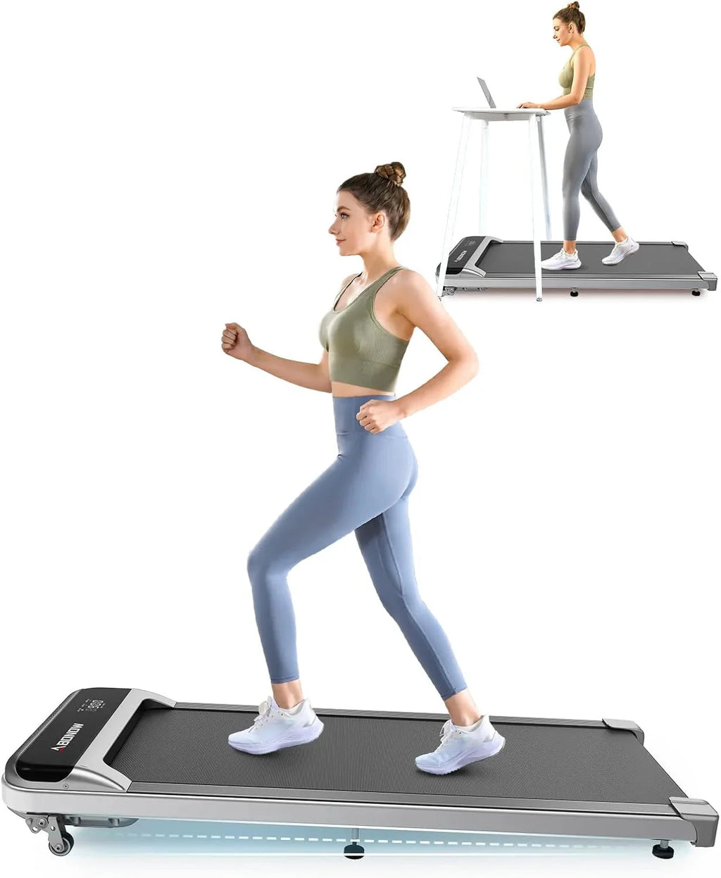 Abonow Under Desk Walking Pad Treadmill With 2.5HP Motor, 280 Lbs Capacity, 8% Incline