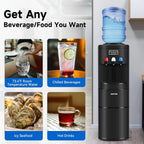 3-in-1 Hot and Cold Water Cooler With Built-In Ice Maker, Top Loading, Black - 3-5 Gallon Bottles