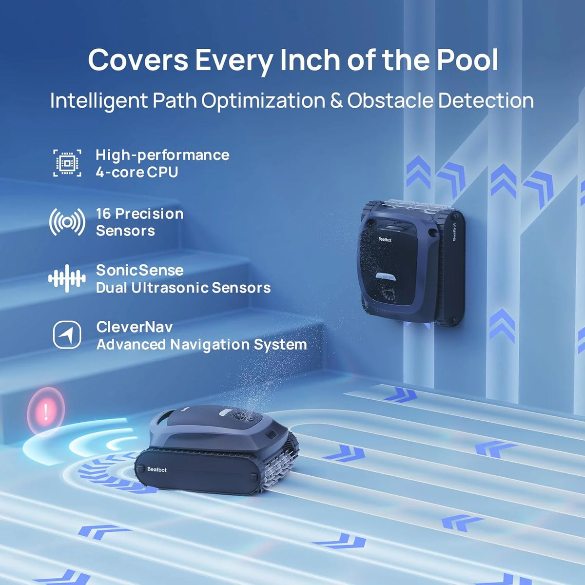 Beatbot Cordless Robotic Pool Vacuum Cleaner, Blue, For Pools Up To 3,230 Sq Ft - AquaSense 2 PRCSDE02G