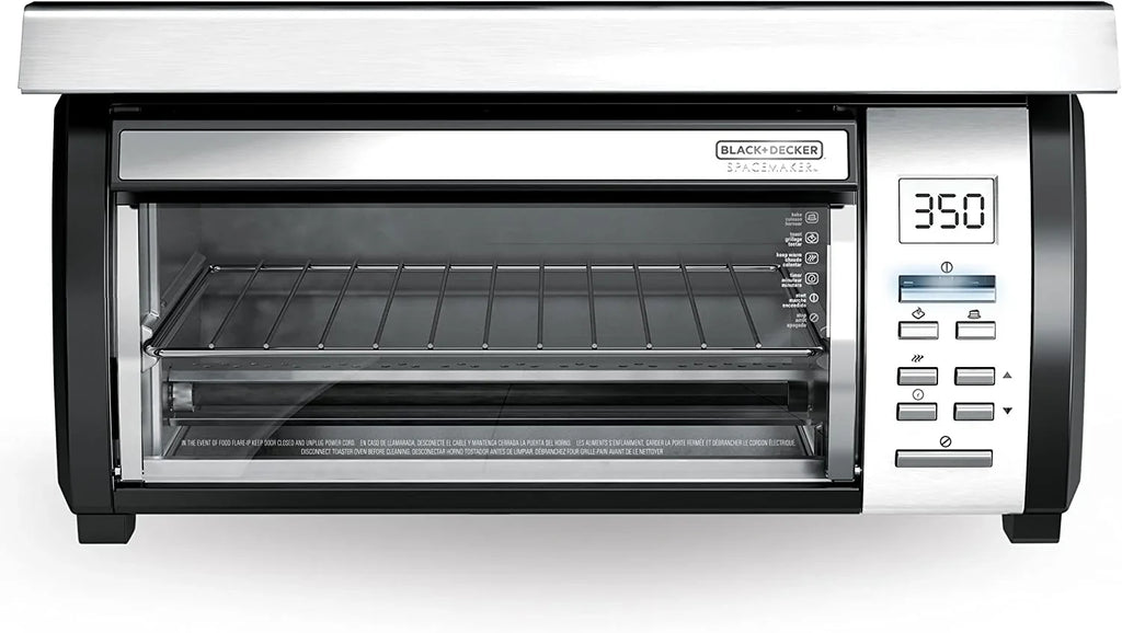 BLACK DECKER SpaceMaker Under Counter Toaster Oven, Digital Controls, Black/Stainless Steel, Fits 9 in Pizza Or 4 Slices