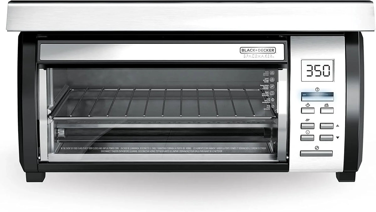 BLACK DECKER SpaceMaker Under Counter Toaster Oven, Digital Controls, Black/Stainless Steel, Fits 9 in Pizza Or 4 Slices