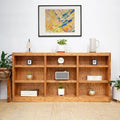 Triple Wide Wood Bookcase, 9 Shelf, 36 Inch Tall, 72 Inch Wide, 10.63 Inch Deep