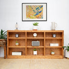 Triple Wide Wood Bookcase, 9 Shelf, 36 Inch Tall, 72 Inch Wide, 10.63 Inch Deep