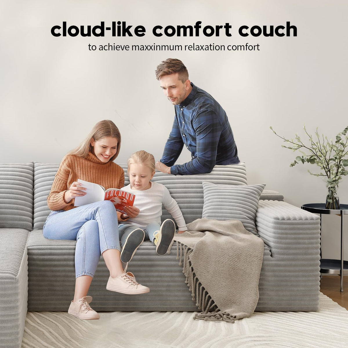 Settab Modular Sectional Sofa, 2 Seater Left-Facing Chaise, Black, 68.9 inch D x 107.5 inch W x 36.3 inch H