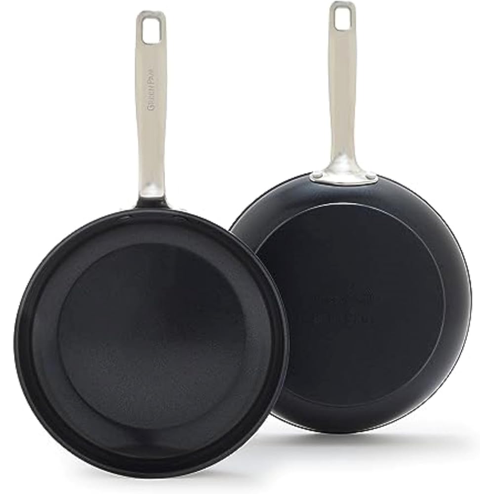 GreenPan Chatham Prime Ceramic Nonstick Skillet Set, Midnight, 10-inch And 12-inch