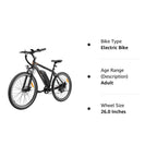 EB5 Adult Electric Bike 26 in 350W 360Wh Removable Battery - EB5