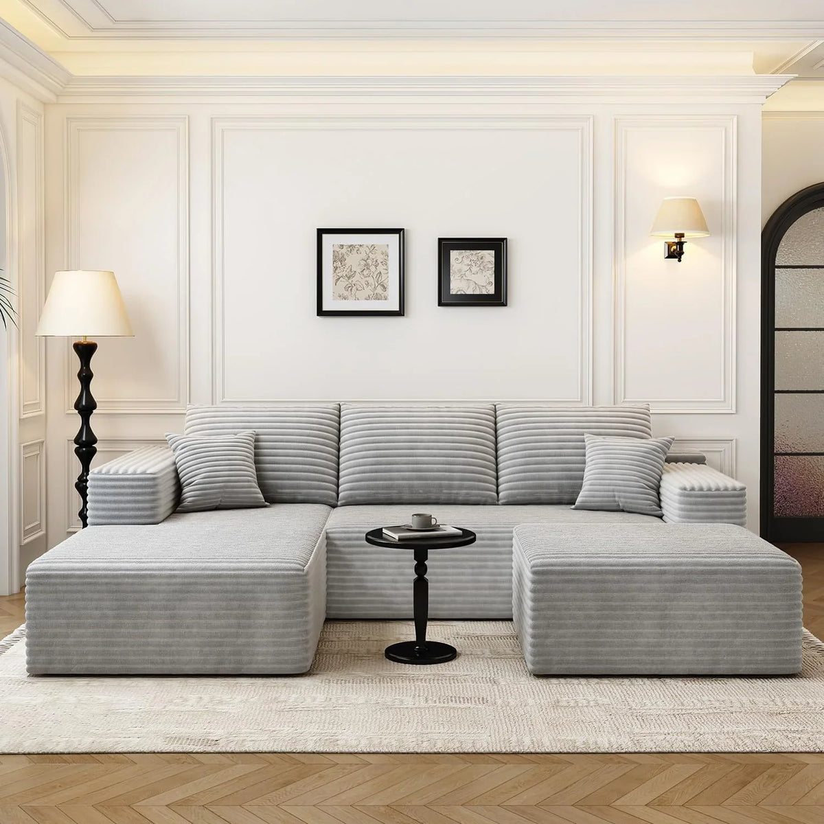 Settab Modular Sectional Sofa, 2 Seater Left-Facing Chaise, Black, 68.9 inch D x 107.5 inch W x 36.3 inch H