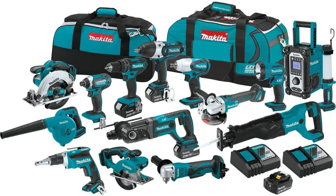 Makita 18V LXT 15-Tool Cordless Lithium-Ion Combo Kit With 4 Batteries And 2 Chargers - XT1501