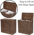 Sofia + Sam Oversized Divided Seagrass Hamper With 2 Canvas Liners, 28 x 14 x 27 Inches - 4602