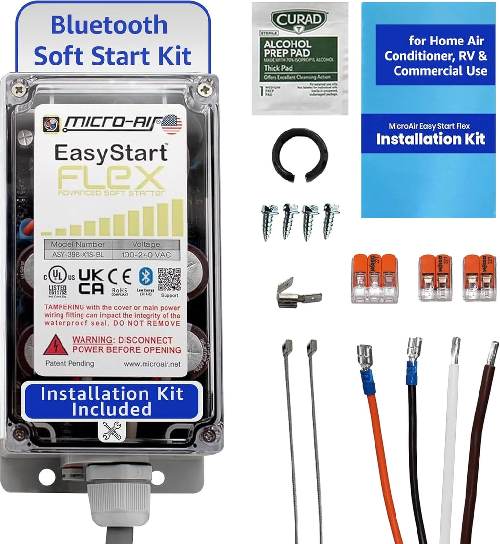 Micro-Air HVAC Soft Start Kit, Bluetooth, Up To 6 Tons - EasyStart FLEX 398