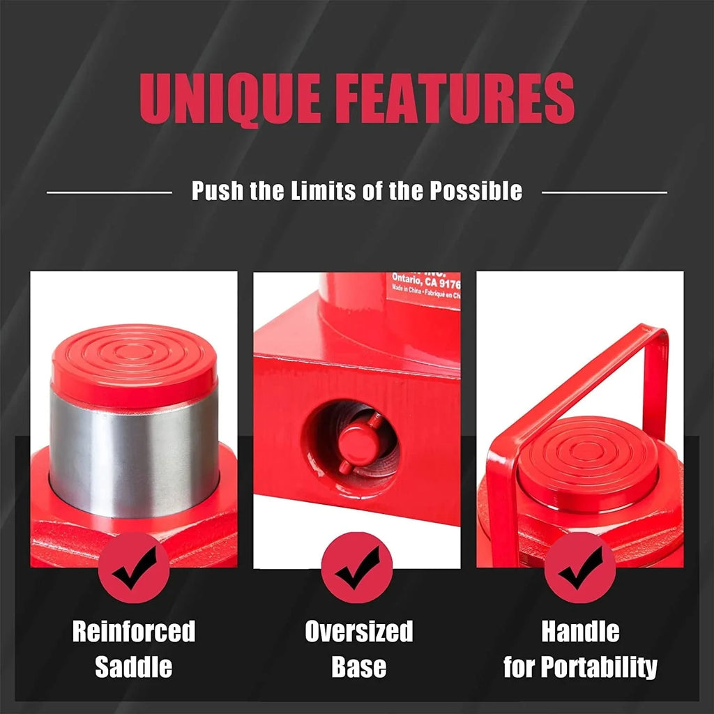 BIG RED 50 Ton Low Profile Hydraulic Bottle Jack - Welded Construction