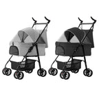iMounTEK 4-Wheel Foldable Pet Stroller With Removable Liner And Storage Basket - Gray