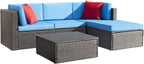 Devoko 5-Piece Outdoor Sectional Patio Sofa Set With Cushions And Glass Table - Beige