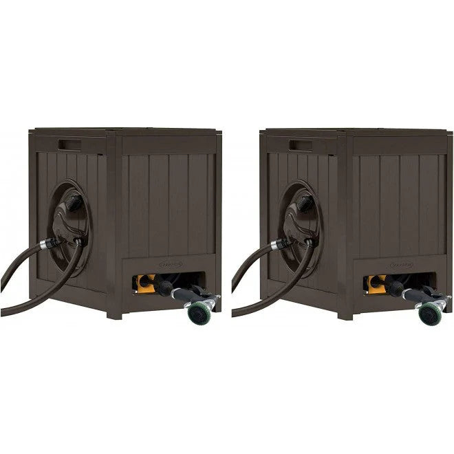 Suncast Water-Powered Auto Rewind Yard Hose Reel, Java, 125-Foot 5/8-Inch Capacity - 2 Pack