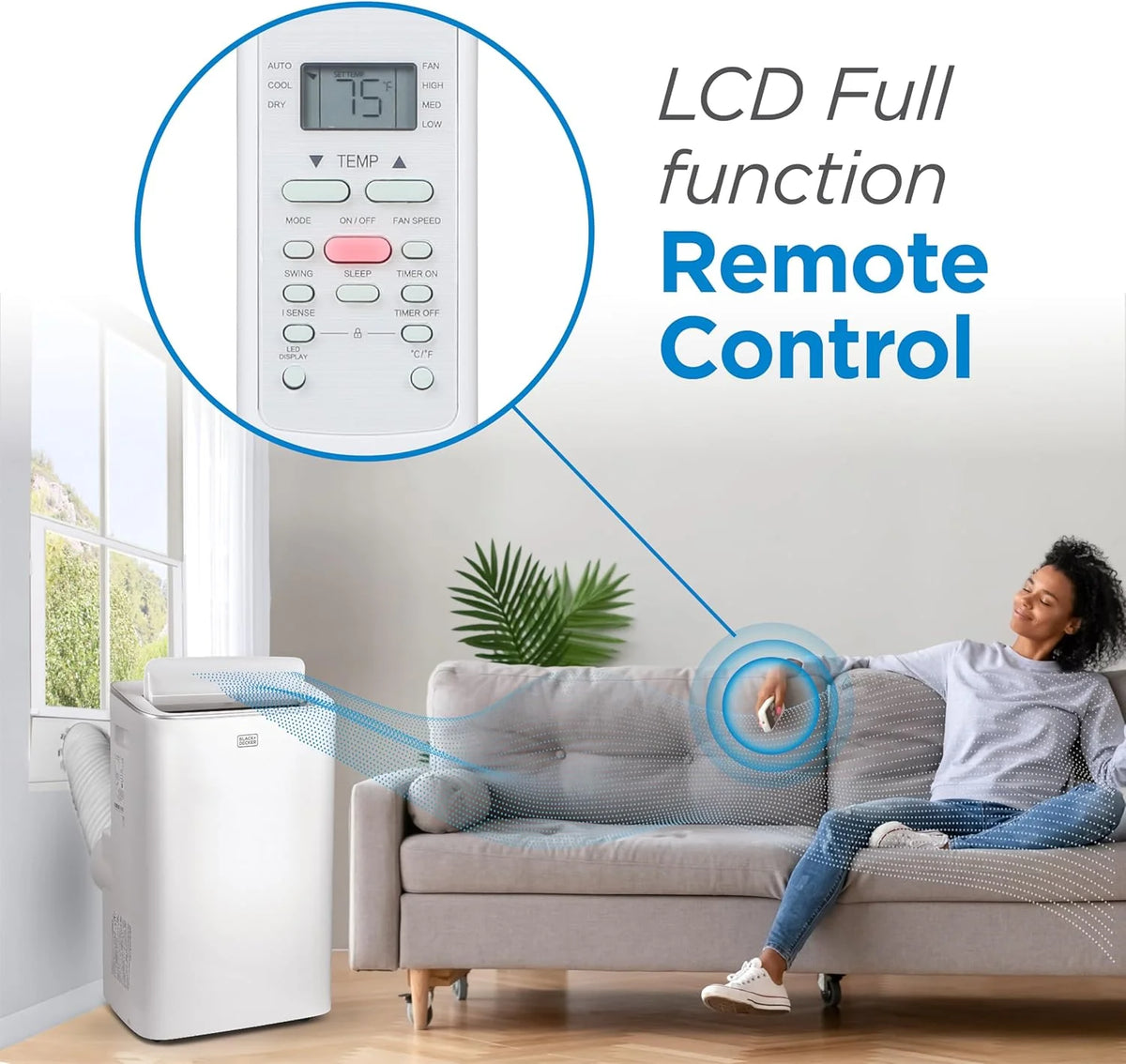 BLACK+DECKER Smart Portable Air Conditioner, 12,000 BTU, Rooms Up To 550 Sq. Ft., White - BPACT08NM