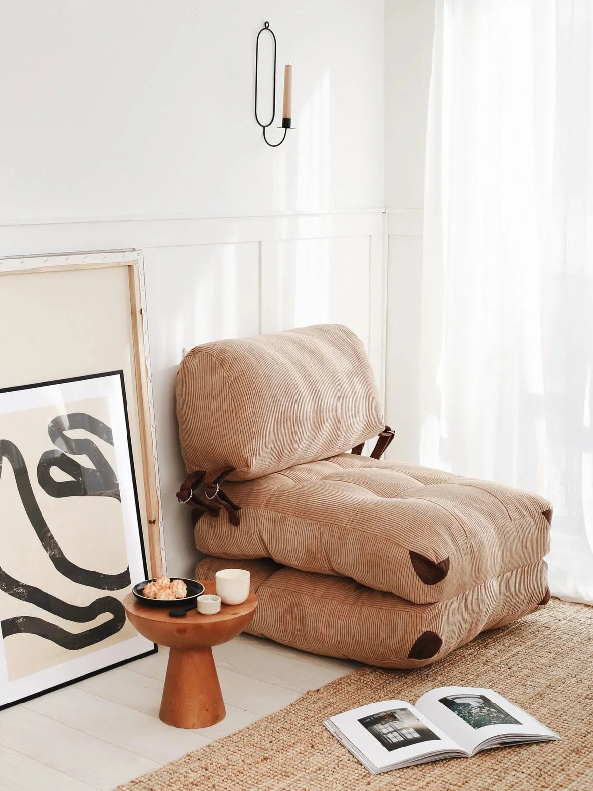 Atelier Del Sofa 1-Seat Sofa Bed, Camel, 80 cm x 70 cm x 60 cm - Fold Kadife