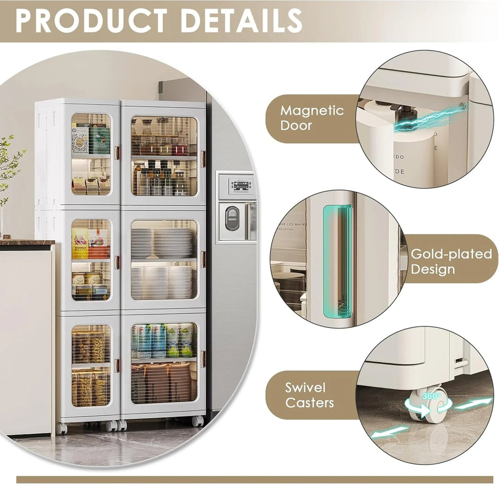 4-Tier Tall Narrow Plastic Storage Cabinet, 9.6 in W x 11.2 in D x 65.4 in H