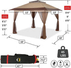 CROWN SHADES 13x13 Pop Up Gazebo Canopy Tent - Beige & Coffee