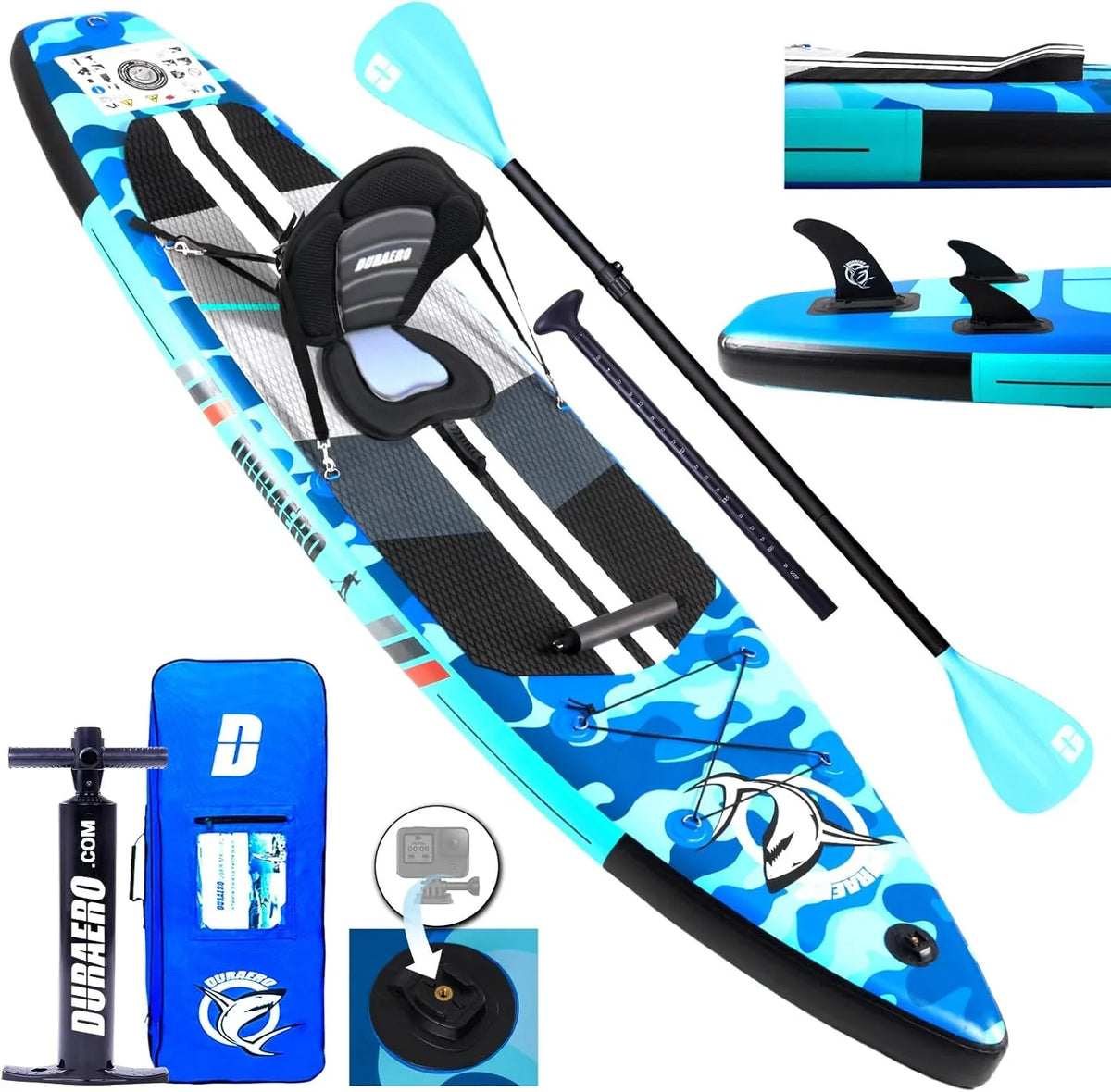 Inflatable Paddle Board With Kayak Seat, 330 x 76 x 15 cm, Up To 150 kg, Blue