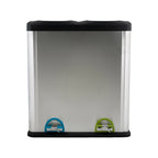 60L 2 Compartment Stainless Steel Recycling Bin With Step Pedal
