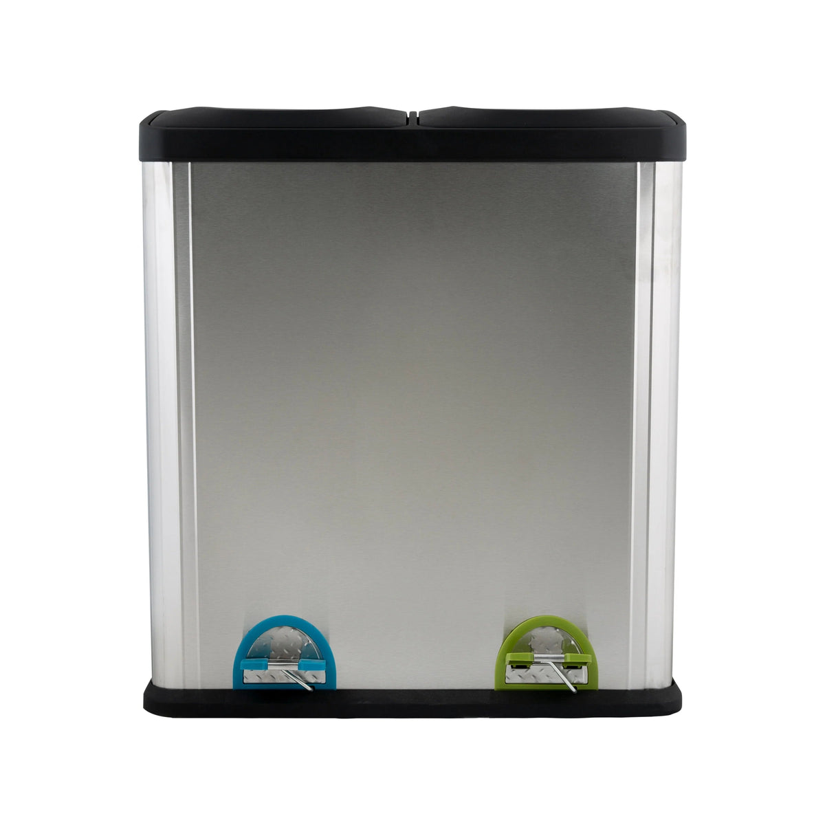 60L 2 Compartment Stainless Steel Recycling Bin With Step Pedal