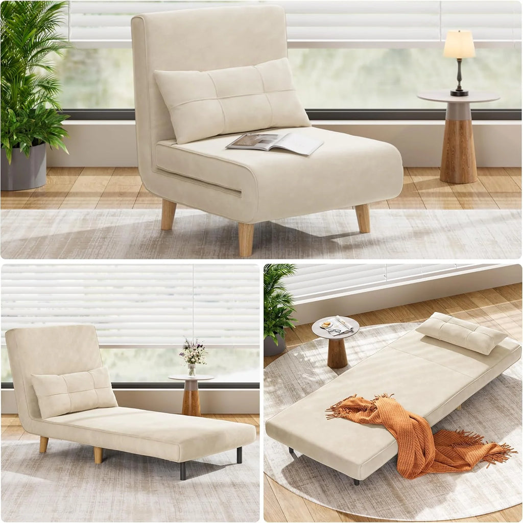 3-in-1 Convertible Sleeper Chair Bed With Adjustable Backrest