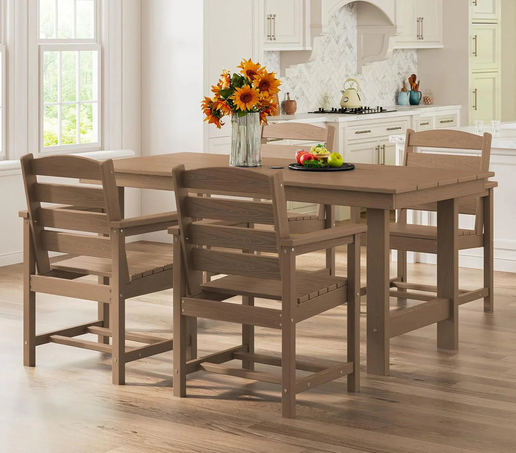 SERWALL 7-Piece HDPE Patio Dining Set, Aruba, 66.9in D x 32.2in W x 29.1in H