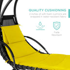 Best Choice Products Outdoor Hanging Steel Chaise Lounge Chair With Canopy, Charcoal Gray - SKY5871