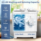 Portable Compact Twin Tub Washing Machine, 17.6 Pounds, White & Blue - Spanish Model