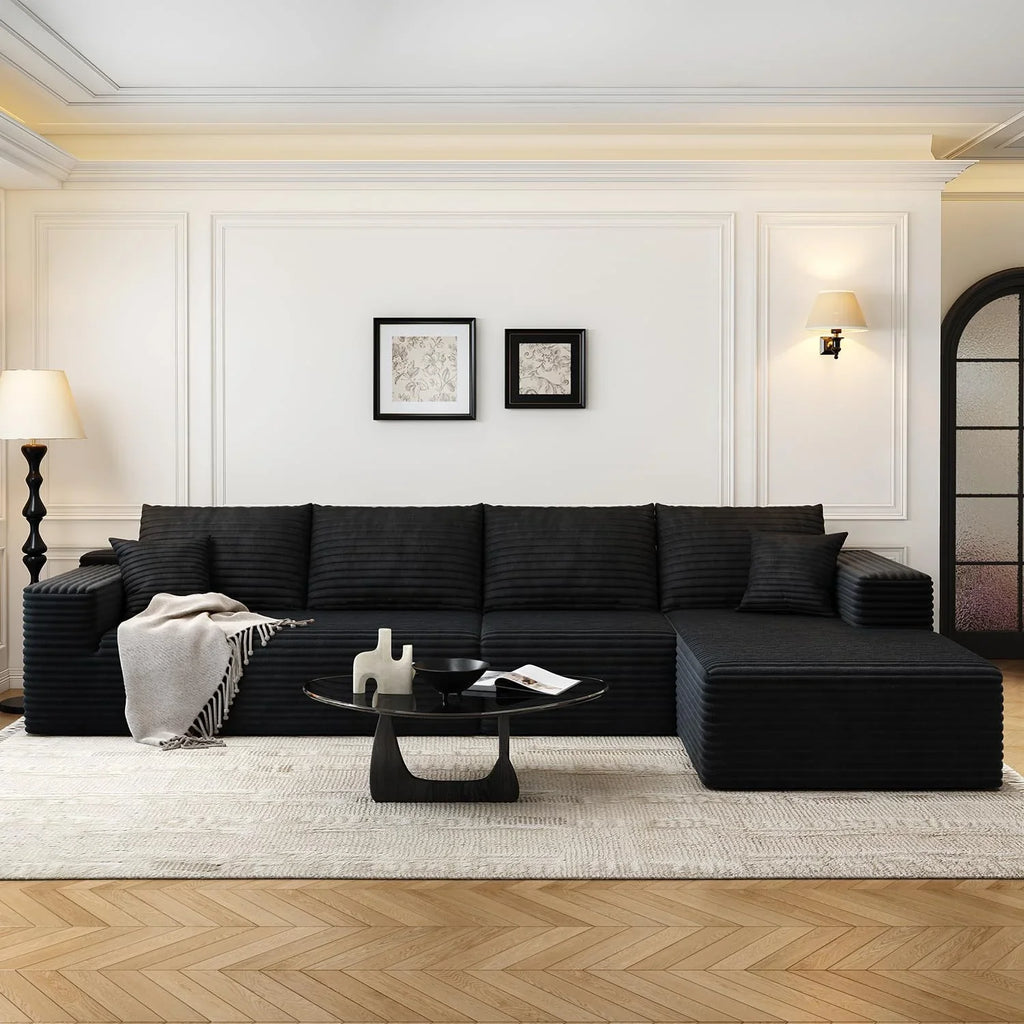Settab Modular Sectional Sofa, 2 Seater Left-Facing Chaise, Black, 68.9 inch D x 107.5 inch W x 36.3 inch H