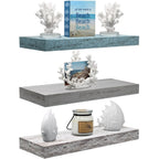 Rustic Finish Floating Wall Shelves, 3-Pack, 16.25in x 5.50in x 1.5in