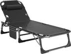 Slsy 5-Position Adjustable Folding Lounge Chair And Cot - 75.2" x 25.6" x 11.8"