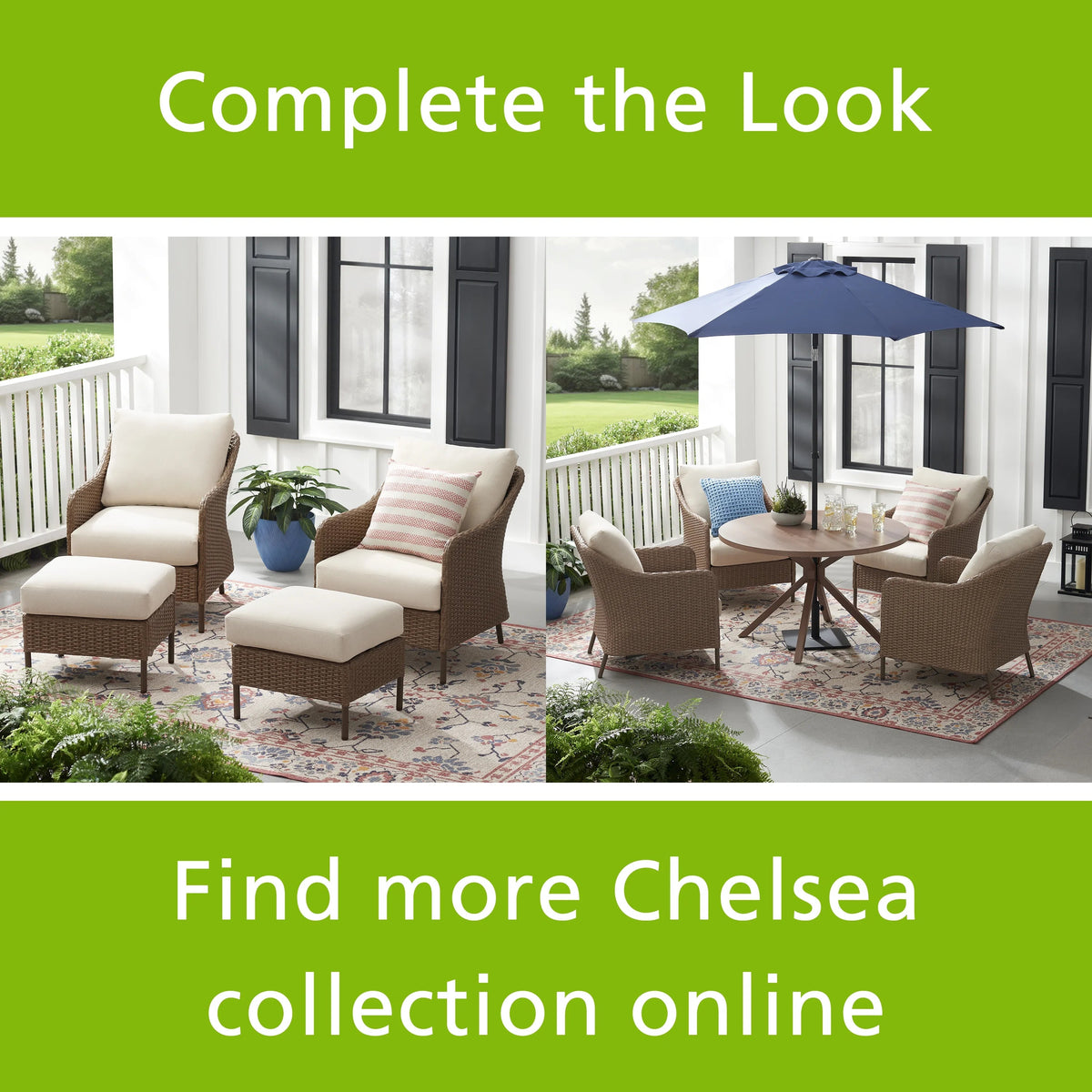 Mainstays Outdoor Patio Loveseat, Hand-Woven Wicker, 29.13in D x 46.25in W x 30.3in H - Chelsea