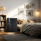 Galanz Two Door Mini Fridge, 3.1 Cu Ft, Black