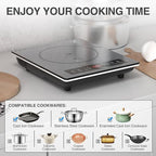 Portable Induction Cooktop, Single Burner, 1800W, Sensor Touch Control