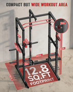 Sportsroyals Power Cage With Adjustable Cable Crossover System, 1600 lbs, Red, 61.6 x 56.0 x 82.6 in - Power Cage