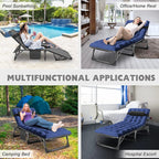 Slsy 5-Position Adjustable Folding Lounge Chair And Cot - 75.2" x 25.6" x 11.8"
