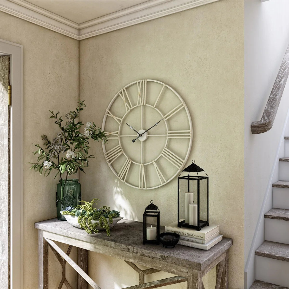 Round Metal Open-Frame Wall Clock