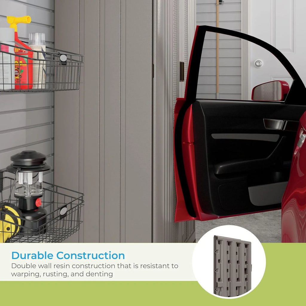 72-Inch Platinum Resin Storage Cabinet With Double-Wall Construction And 3 Metal-Reinforced Shelves