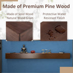 72 Inch Solid Pine Fireplace Mantel Wall-Mounted Floating Shelf - Brown