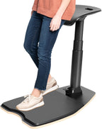 Ergonomic Height-Adjustable Leaning Chair With Anti-Fatigue Mat, Black - 61cm To 118cm