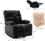 Swivel Rocker Recliner Chair For Compact Spaces - 32in D x 30.2in W x 38.9in H