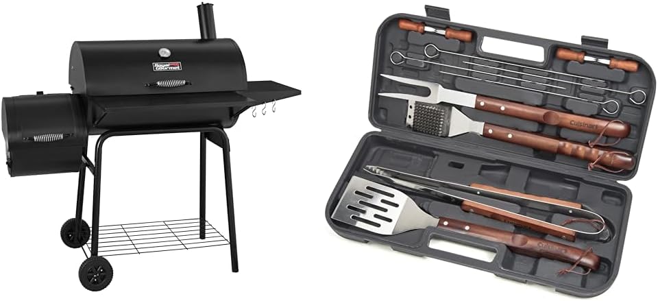 30in Charcoal Grill And Offset Smoker, 811 Square Inch Cooking Surface, Black - CC1830S