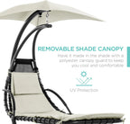 Best Choice Products Outdoor Hanging Steel Chaise Lounge Chair With Canopy, Charcoal Gray - SKY5871