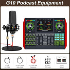 Podcast Equipment Bundle With 3.5mm Condenser Microphone And Live Sound Card - G10-PKPRO