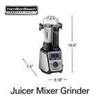 Hamilton Beach Professional Juicer Mixer Grinder, 2.2 HP, 120V, 3 Stainless Steel Jars, 0.5, 1 And 1.5 Liters - 58770