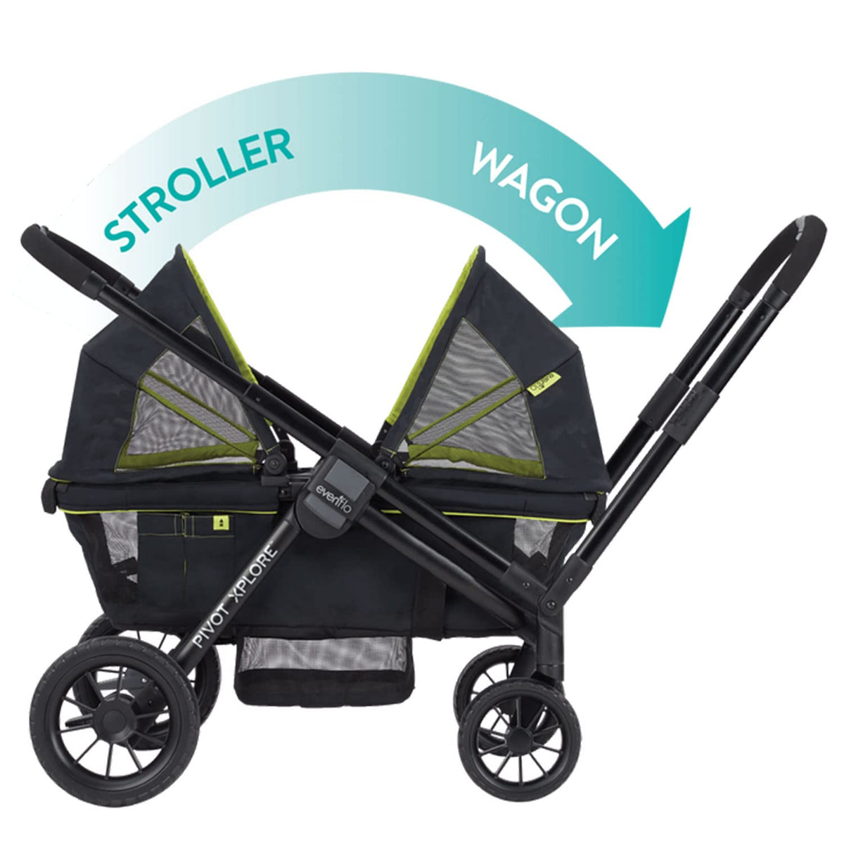 2-in-1 All-Terrain Baby Stroller Wagon With Canopy And Storage - Gray