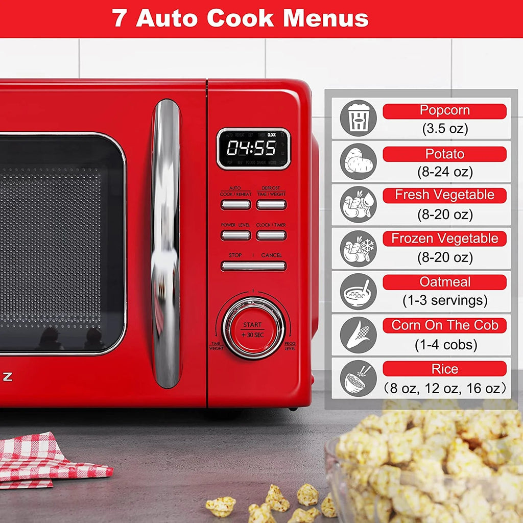 Galanz Retro Countertop Microwave Oven, 0.9 cu ft, Red - GLCMKZ09RDR09