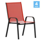 Emma + Oliver Outdoor Stack Chairs, Gray, 4 Pack, 21.25in W x 29in D x 36in H